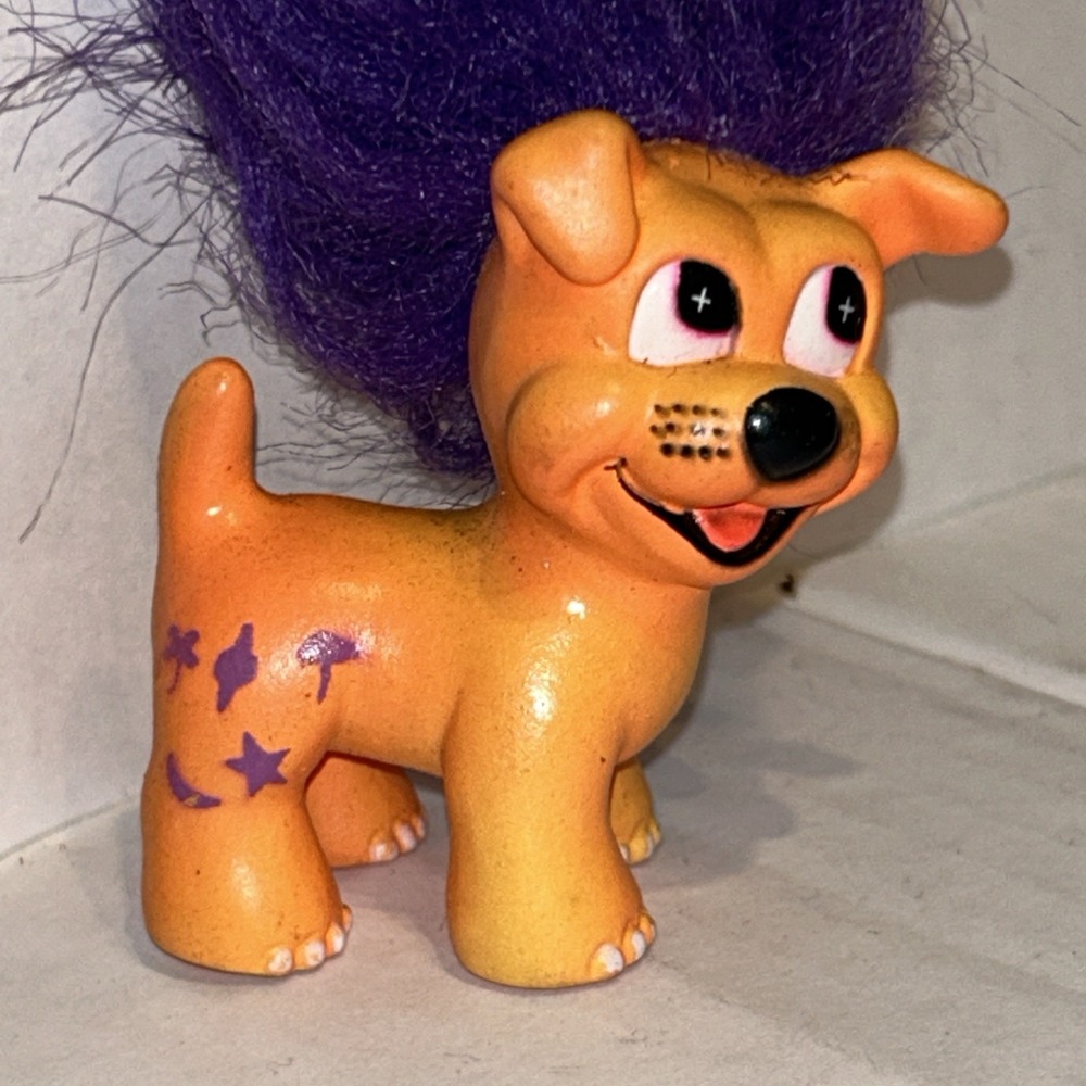 Trendmasters VINTAGE 1990's Land of the Trolls O'PUPPY Neon Orange DOG Figure B3 - Picture 2 of 3